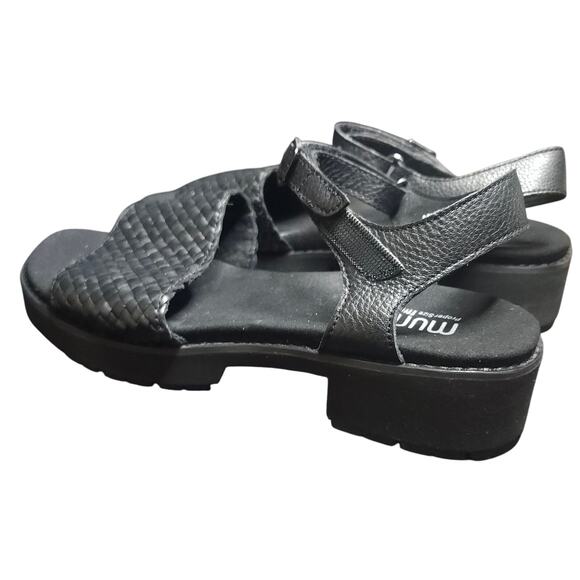MUNRO Conner Black Leather Woven Ankle Strap Sandal Women Size 8.5 NWT $210 - Picture 2 of 7